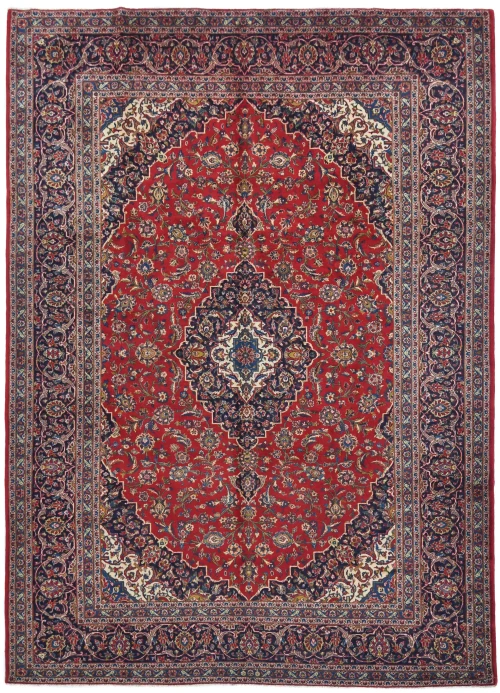 Vintage Red Floral Traditional 10X13 Kashan Persian Rug