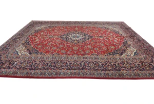 Vintage Red Floral Traditional 10X13 Kashan Persian Rug
