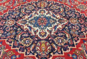 Vintage Red Floral Traditional 10X13 Kashan Persian Rug