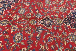 Vintage Red Floral Traditional 10X13 Kashan Persian Rug