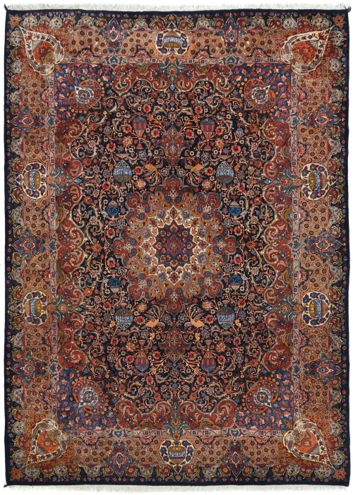 Vintage Dark Purple-navy Traditional 10X13 Kashmar Persian Rug