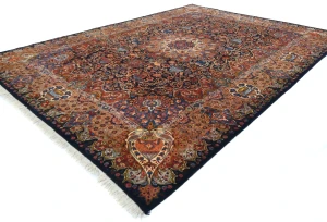 Vintage Dark Purple-navy Traditional 10X13 Kashmar Persian Rug