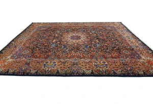 Vintage Dark Purple-navy Traditional 10X13 Kashmar Persian Rug