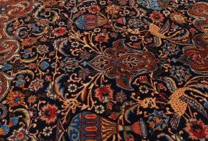 Vintage Dark Purple-navy Traditional 10X13 Kashmar Persian Rug