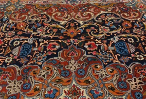 Vintage Dark Purple-navy Traditional 10X13 Kashmar Persian Rug
