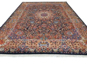 Vintage Dark Purple-navy Traditional 10X13 Kashmar Persian Rug