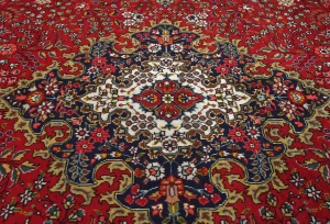 Vintage Red Floral Traditional 8X11 Tabriz Persian Rug