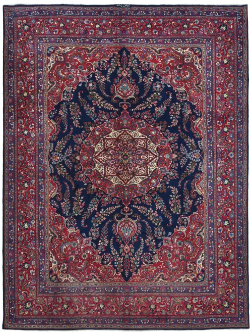 Vintage Dark Navy Traditional 10X13 Sabzevar Persian Rug