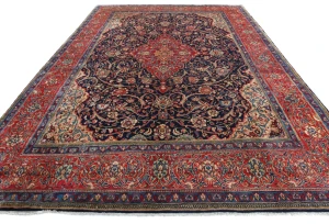 Vintage Purple-navy Floral Traditional 9X12 Mahal Persian Rug