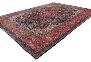 Vintage Purple-navy Floral Traditional 9X12 Mahal Persian Rug