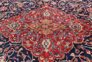 Vintage Purple-navy Floral Traditional 9X12 Mahal Persian Rug