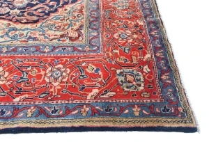 Vintage Purple-navy Floral Traditional 9X12 Mahal Persian Rug