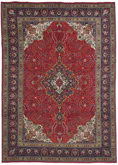 Vintage Red Floral Traditional 8X11 Tabriz Persian Rug