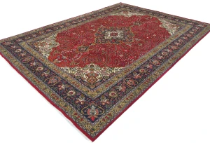 Vintage Red Floral Traditional 8X11 Tabriz Persian Rug