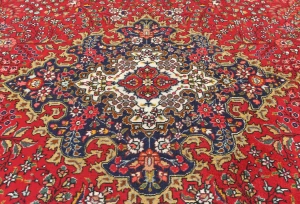 Vintage Red Floral Traditional 8X11 Tabriz Persian Rug