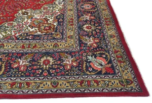 Vintage Red Floral Traditional 8X11 Tabriz Persian Rug