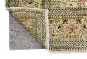 Vintage Cream Floral Traditional 9X12 Tabriz Persian Rug