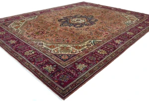 Vintage Rusty Beige Floral Traditional 10X13 Tabriz Persian Rug