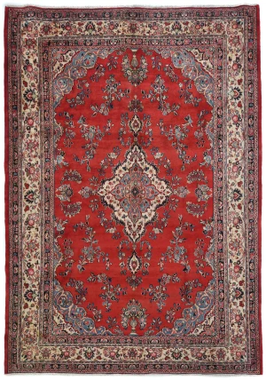 Vintage Red Floral Traditional 9X12 Hamedan Persian Rug