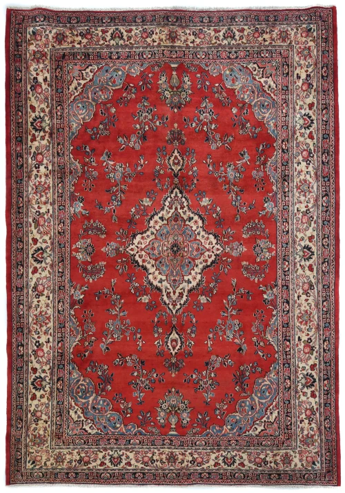 Vintage Red Floral Tribal 9x12 Hamedan Persian Rug