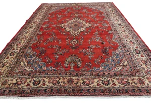 Vintage Red Floral Traditional 9X12 Hamedan Persian Rug
