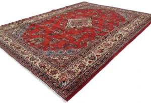 Vintage Red Floral Traditional 9X12 Hamedan Persian Rug