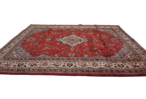 Vintage Red Floral Traditional 9X12 Hamedan Persian Rug