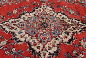 Vintage Red Floral Traditional 9X12 Hamedan Persian Rug