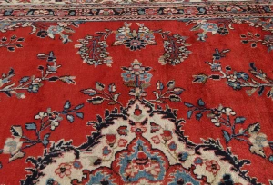 Vintage Red Floral Traditional 9X12 Hamedan Persian Rug