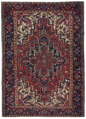 Vintage Red Geometric 6'6X8'11 Heriz Persian Oriental Rug
