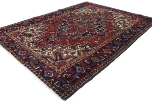 Vintage Red Geometric 6'6X8'11 Heriz Persian Oriental Rug