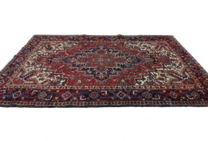 Vintage Red Geometric 6'6X8'11 Heriz Persian Oriental Rug