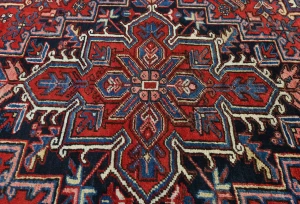 Vintage Red Geometric 6'6X8'11 Heriz Persian Oriental Rug