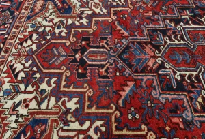 Vintage Red Geometric 6'6X8'11 Heriz Persian Oriental Rug