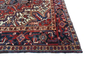 Vintage Red Geometric 6'6X8'11 Heriz Persian Oriental Rug