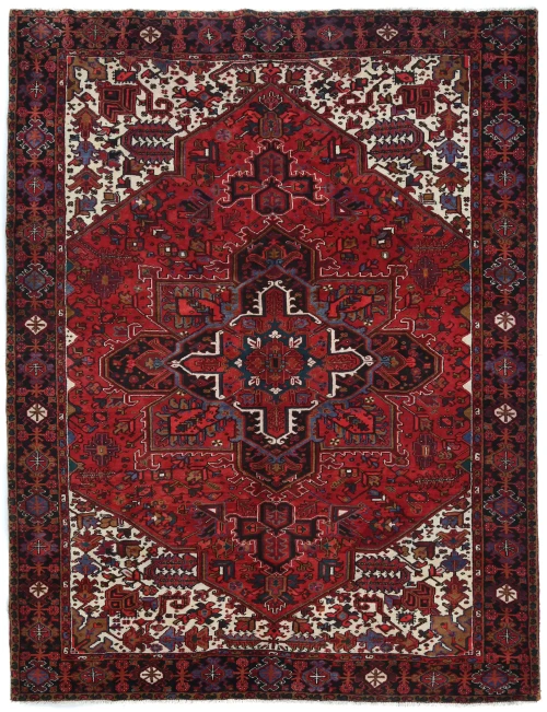 Vintage Red Floral Traditional 10x13 Heriz Persian Rug