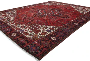Vintage Red Floral Traditional 10x13 Heriz Persian Rug