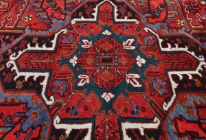 Vintage Red Floral Traditional 10x13 Heriz Persian Rug