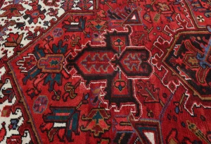 Vintage Red Floral Traditional 10x13 Heriz Persian Rug