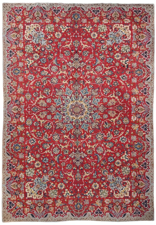 Vintage Red Traditional 10x13 Kashan Persian Rug