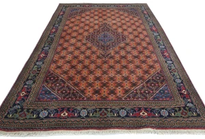 Vintage Orange Traditional Geometric 6'5X9'5 Ardabil Persian Rug