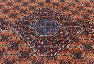 Vintage Orange Traditional Geometric 6'5X9'5 Ardabil Persian Rug