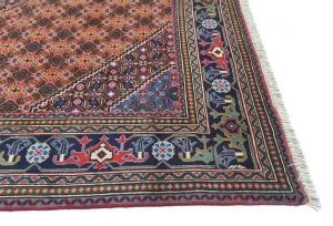 Vintage Orange Traditional Geometric 6'5X9'5 Ardabil Persian Rug