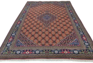 Vintage Orange Traditional Geometric 6'5X9'5 Ardabil Persian Rug