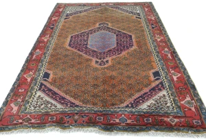 Vintage Orange Traditional 6X9 Ardabil Persian Rug