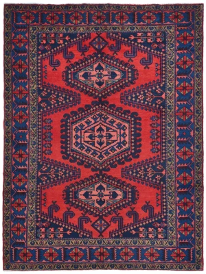 Vintage Red Tribal Geometric 7X10 Viss Persian Rug