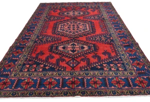 Vintage Red Tribal Geometric 7X10 Viss Persian Rug