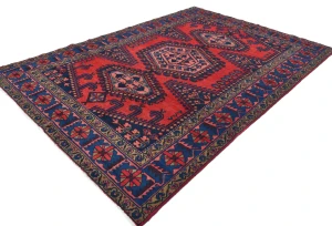 Vintage Red Tribal Geometric 7X10 Viss Persian Rug