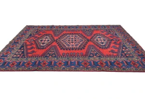Vintage Red Tribal Geometric 7X10 Viss Persian Rug