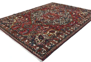Vintage Red Floral 7x9 Bakhtiari Persian Rug
